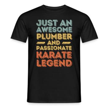 Plumber Karate legend retro - Men's T-Shirt - black - Front - AI Model Male 178 light (178cm)