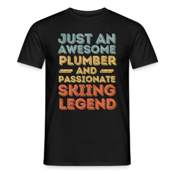 Plumber Skiing legend retro - Men's T-Shirt - black - Front - AI Model Male 178 light (178cm)