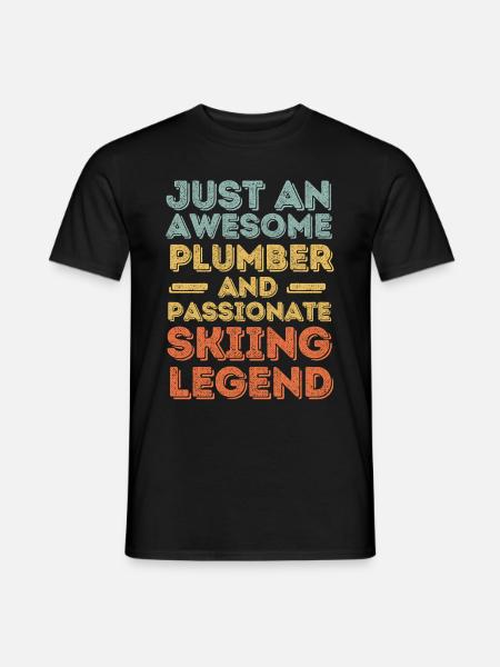 Plumber Skiing legend retro - Men's T-Shirt - black