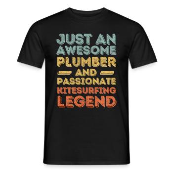 Plumber Kitesurfing legend retro - Men's T-Shirt - black - Front - AI Model Male 178 light (178cm)