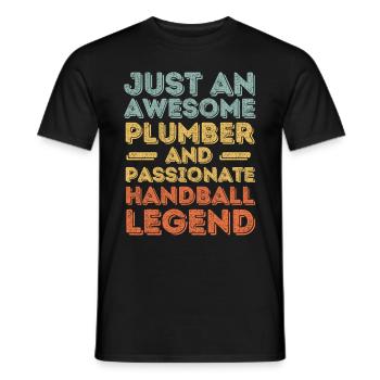 Plumber Handball legend retro - Men's T-Shirt - black - Front - AI Model Male 178 light (178cm)