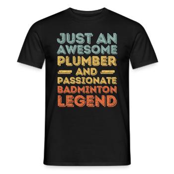 Plumber Badminton legend retro - Men's T-Shirt - black - Front - AI Model Male 178 light (178cm)