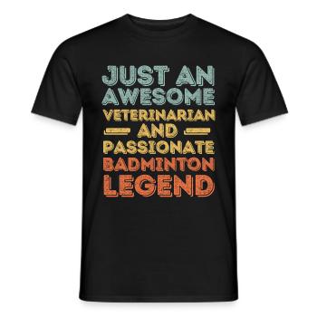 Tierarzt Badminton Legende retro - Männer T-Shirt - Schwarz - Vorne - AI Model Male 178 light (178cm)