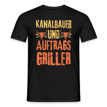 Kanalbauer und Grillen - Männer T-Shirt - Schwarz - Vorne - AI Model Male 178 light (178cm)