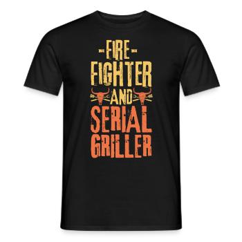 Feuerwehrmann und Seriengriller - Männer T-Shirt - Schwarz - Vorne - AI Model Male 178 light (178cm)