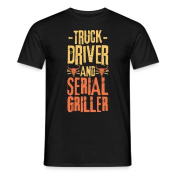 Truck-driver and Serial Griller - Men's T-Shirt - black - Front - AI Model Male 178 light (178cm)