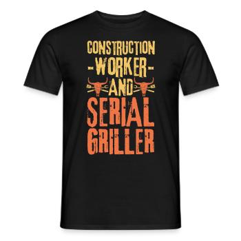 Construction-worker and Serial Griller - Men's T-Shirt - black - Front - AI Model Male 178 light (178cm)