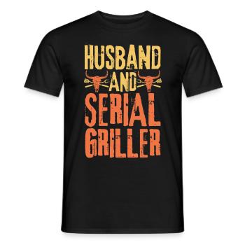 Husband and Serial Griller - Men's T-Shirt - black - Front - AI Model Male 178 light (178cm)