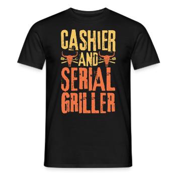 Cashier and Serial Griller - Men's T-Shirt - black - Front - AI Model Male 178 light (178cm)