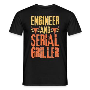 Engineer and Serial Griller - Men's T-Shirt - black - Front - AI Model Male 178 light (178cm)