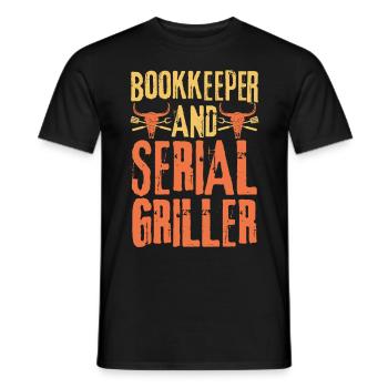 Bookkeeper and Serial Griller - Men's T-Shirt - black - Front - AI Model Male 178 light (178cm)