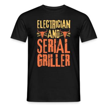 Elektriker und Seriengriller - Männer T-Shirt - Schwarz - Vorne - AI Model Male 178 light (178cm)