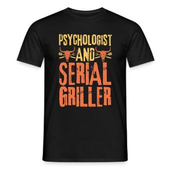 Psychologist and Serial Griller - Men's T-Shirt - black - Front - AI Model Male 178 light (178cm)