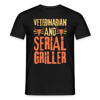 Veterinarian and Serial Griller - Men's T-Shirt - black - Front - AI Model Male 178 light (178cm)