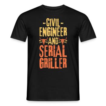 Civil-engineer and Serial Griller - Men's T-Shirt - black - Front - AI Model Male 178 light (178cm)