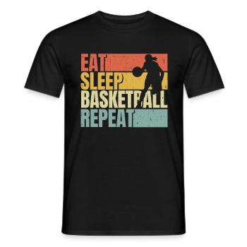 Eat sleep Basketball repeat - Men's T-Shirt - black - Front - AI Model Male 178 light (178cm)