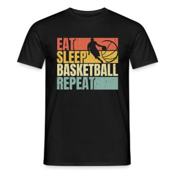 Essen Schlaf Basketball wiederholen - Männer T-Shirt - Schwarz - Vorne - AI Model Male 178 light (178cm)