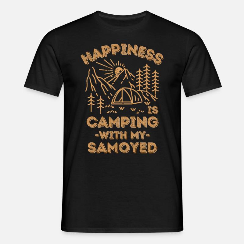 Camping with samoyed - Men's T-Shirt - black