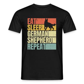 Essen, schlafen, Deutscher Schäferhund wiederholen - Männer T-Shirt - Schwarz - Vorne - AI Model Male 178 light (178cm)