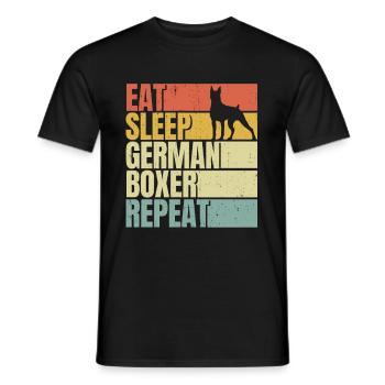 Manger dormir boxeur allemand répéter - T-shirt homme - noir - Devant - AI Model Male 178 light (178cm)