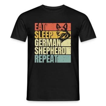 Essen, Schlafen, Deutscher Schäferhund, Wiederholung - Männer T-Shirt - Schwarz - Vorne - AI Model Male 178 light (178cm)