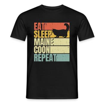 Mangez dormir Maine-coon répéter - T-shirt homme - noir - Devant - AI Model Male 178 light (178cm)