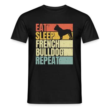Eat sleep French-bulldog repeat - Men's T-Shirt - black - Front - AI Model Male 178 light (178cm)