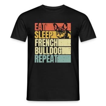 Manger dormir Bouledogue français répéter - T-shirt homme - noir - Devant - AI Model Male 178 light (178cm)