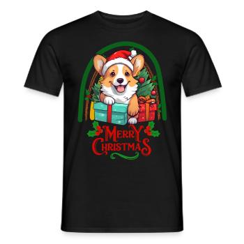 Corgi Weihnachten - Männer T-Shirt - Schwarz - Vorne - AI Model Male 178 light (178cm)