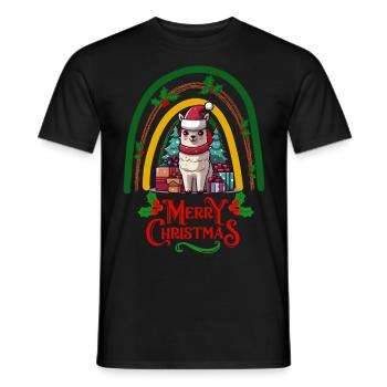 Lama Noël - T-shirt homme - noir - Devant - AI Model Male 178 light (178cm)
