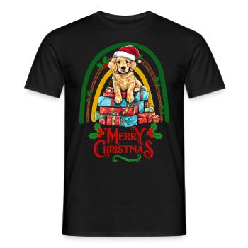Golden Retriever Christmas - Men's T-Shirt - black - Front - AI Model Male 178 light (178cm)
