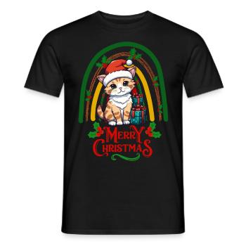 Chat Noël - T-shirt homme - noir - Devant - AI Model Male 178 light (178cm)