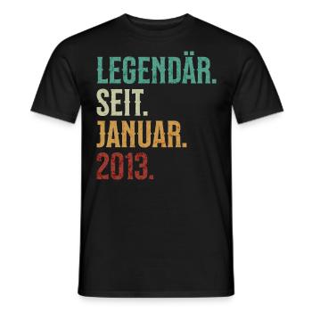 Legendär. Seit. Januar. 2013. Retro Birthday - Männer T-Shirt - Schwarz - Vorne - AI Model Male 178 light (178cm)