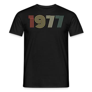 1977 Birthday Vintage 1977 Gift 1977 - Men's T-Shirt - black - Front - AI Model Male 178 light (178cm)
