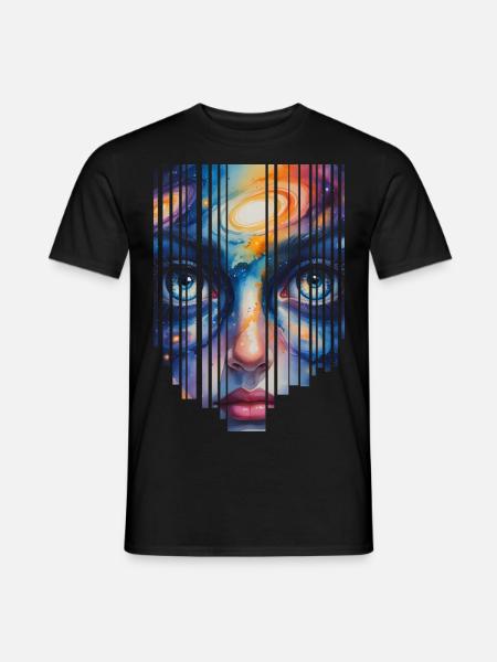 Cosmic portrait in vibrant colors - Men's T-Shirt - black