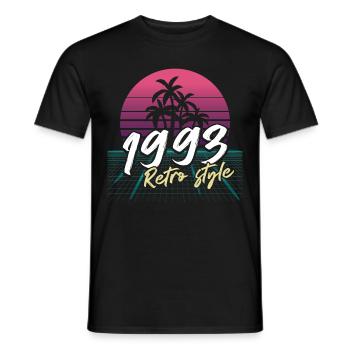 SW 1993 retro style - Men's T-Shirt - black - Front - AI Model Male 178 light (178cm)