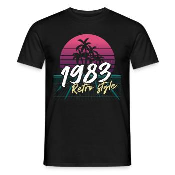 SW 1983 style rétro - T-shirt homme - noir - Devant - AI Model Male 178 light (178cm)