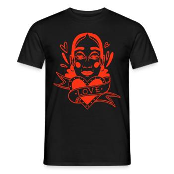 Love Portrait Black - Men's T-Shirt - black - Front - AI Model Male 178 light (178cm)