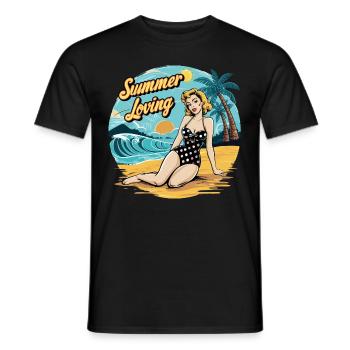 Retro Summer Loving Beach Vibes für einen - Männer T-Shirt - Schwarz - Vorne - AI Model Male 178 light (178cm)