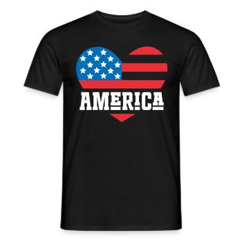 America Flag Heart - Men's T-Shirt - black - Front - AI Model Male 178 light (178cm)