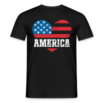 America Flag Heart - Men's T-Shirt - black - Front - AI Model Male 178 light (178cm)