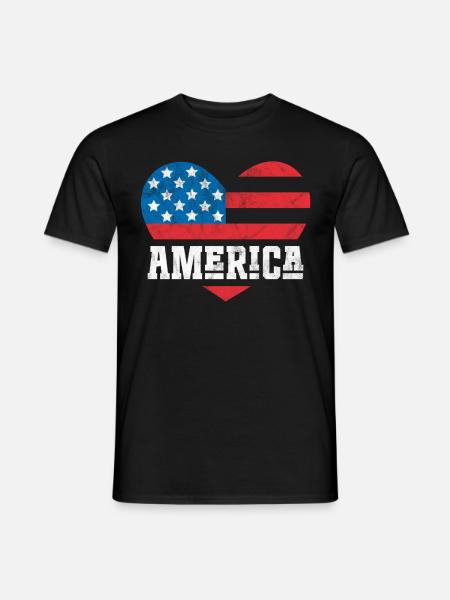 America Flag Heart - Men's T-Shirt - black