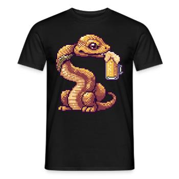 Schlange Kobra Pixel Bier - Männer T-Shirt - Schwarz - Vorne - AI Model Male 178 light (178cm)