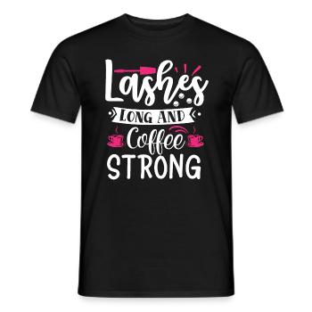Wimpern lang und Kaffee starke Make-up-Schönheit - Männer T-Shirt - Schwarz - Vorne - AI Model Male 178 light (178cm)