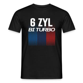 Moteur 6 cylindres avec moteur turbo 6 cylindres - T-shirt homme - noir - Devant - AI Model Male 178 light (178cm)