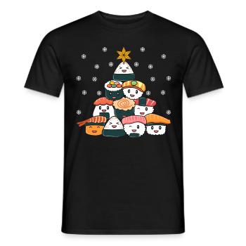 Kawaii Sushi Christmas Tree - Japanese Food Li - Men's T-Shirt - black - Front - AI Model Male 178 light (178cm)