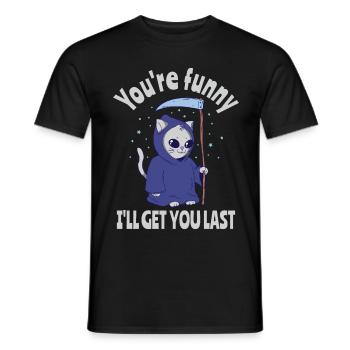 Lustiger Sensenmann Katze Halloween Kostüm - Männer T-Shirt - Schwarz - Vorne - AI Model Male 178 light (178cm)