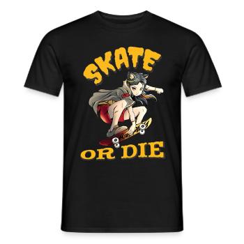 Skate or Die Skateboarder Anime Girl - T-shirt homme - noir - Devant - AI Model Male 178 light (178cm)