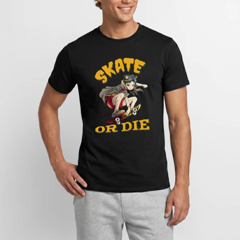 Skate oder stirb Skateboarder Anime Mädchen Männer T-Shirt