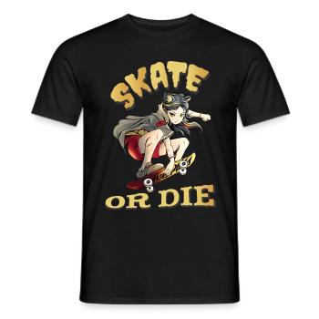 Skate oder stirb Skateboarder Anime Mädchen - Männer T-Shirt - Schwarz - Vorne - AI Model Male 178 light (178cm)